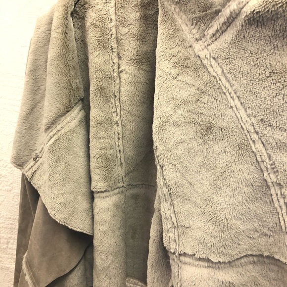 Grey Faux Suede & Fur Wrap Jacket Karlie Size L - Picture 3 of 7
